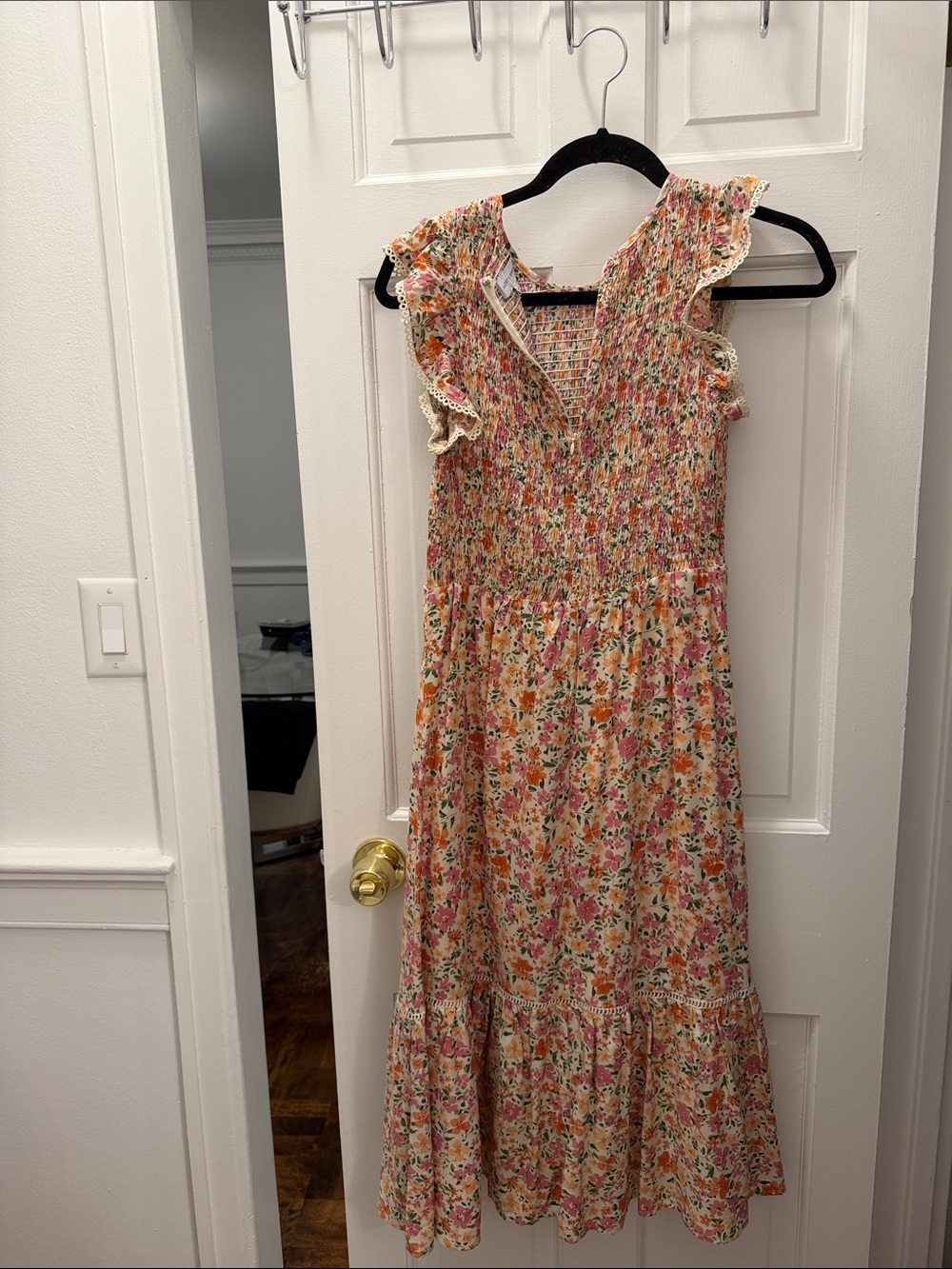 Pink Floral Sundress with Ruffle Sleeves